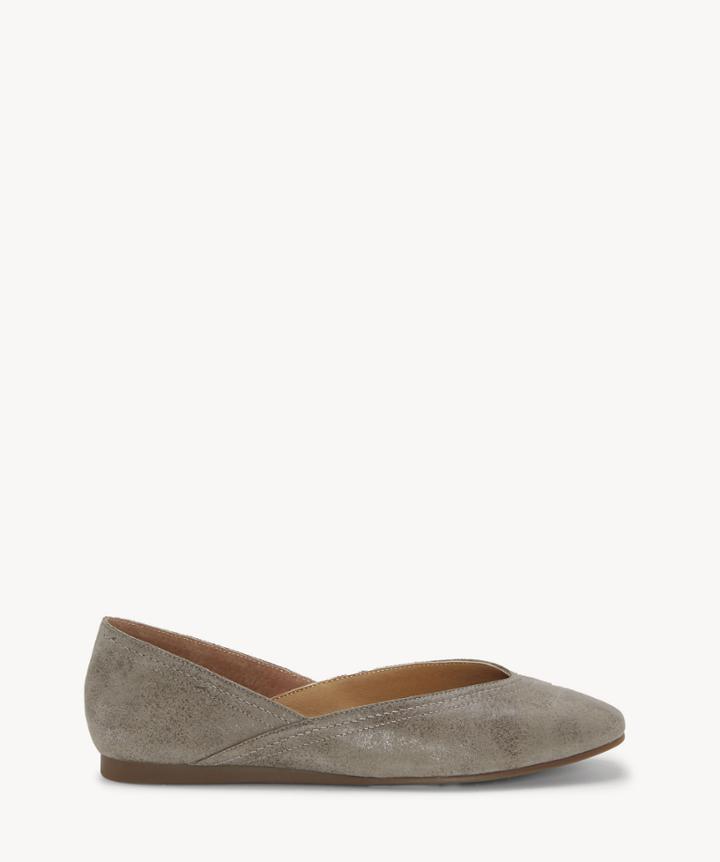 Lucky Brand Lucky Brand Women's Alba V Cut Flats Titanium Size 5 Leather From Sole Society