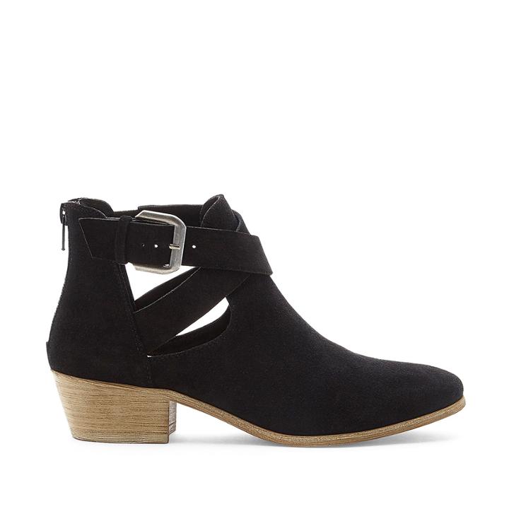 Sole Society Sole Society Evie Cut-out Suede Bootie - Black-5.5