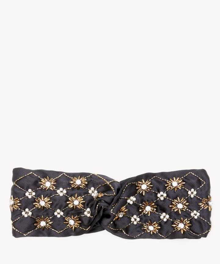 Sole Society Women's Embellished Pearl Headband Black Combo One Size Polyester Nylon From Sole Society