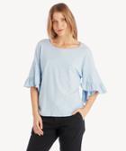 Vince Camuto Vince Camuto Drop Shoulder Tierred Ruffle Sleeve Top Chambray Heather Size Extra Small From Sole Society