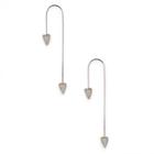 Sole Society Sole Society Pave Dagger Front To Back Earring - Silver-one Size