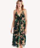 J.o.a. J.o.a. Women's Velvet Front Twist Dress In Color: Emerald Floral Size Xs From Sole Society