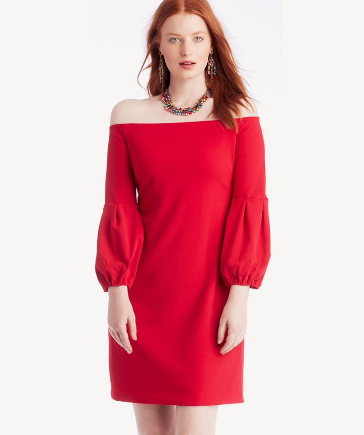 Vince Camuto Vince Camuto Off Shoulder Bubble Sleeve Crepe Ponte Dress True Crimson Size Extra Small From Sole Society