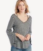Vince Camuto Vince Camuto Ls Split Cuff V Neck Rapid Simpe Stripe Top Heather Grey Size Extra Small From Sole Society