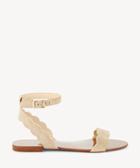 Sole Society Women's Odette Scalloped Flat Sandals Light Camel Size 5 Metallic Leather From Sole Society