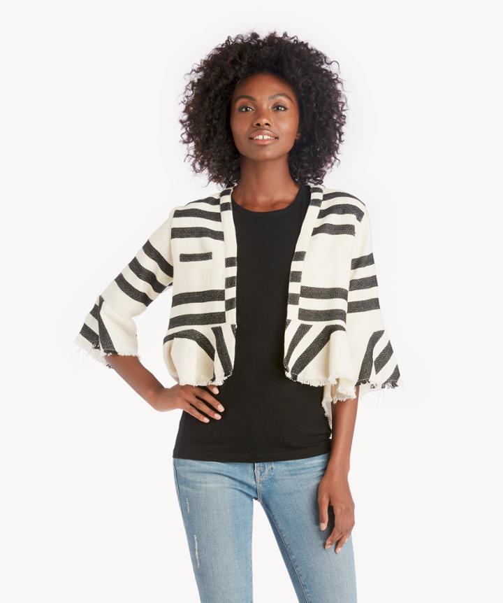 Dra Dra Women's Dekker Jacket In Color: Copenhagen Stripe Size Xs Cotton Yarn Dye Jacquard From Sole Society