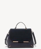 Sole Society Women's Chusy Satchel Genuine Suede Mix In Color: Navy Bag Vegan Leather Genuine Suede From Sole Society
