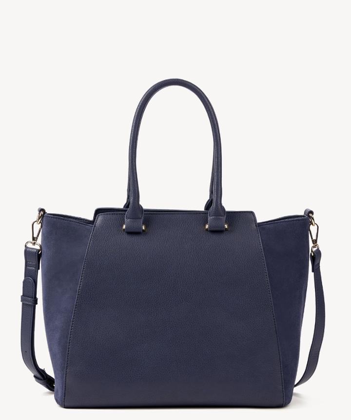Sole Society Sole Society Jeanine Mixed Material Winged Satchel Bag Midnight Flannel Vegan Leather