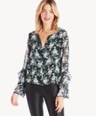 1. State 1. State Women's Long Sleeve Ruffle Slv Forest Delicate Blouse In Color: Cypress Pine Size Xs From Sole Society