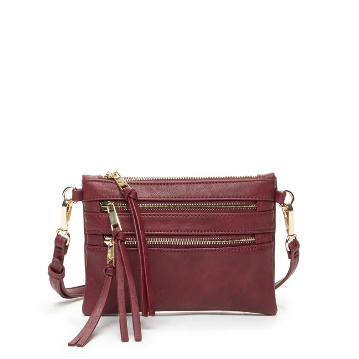 Sole Society Sole Society Camilla Vegan Zipper Crossbody - Burgundy-one Size