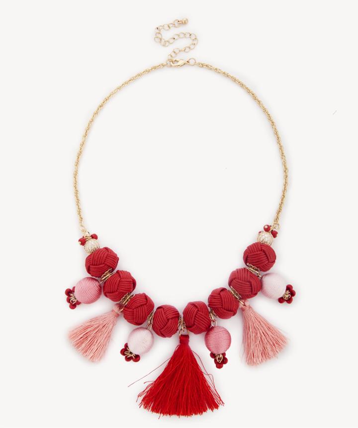 Sole Society Sole Society Meeko Tassel Statement Necklace Coral One Size Os