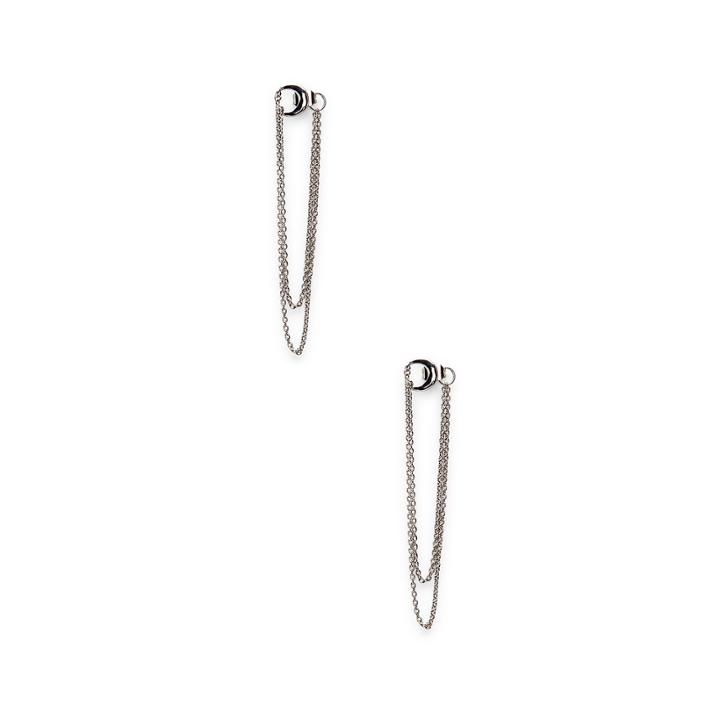 Sole Society Sole Society Crescent Chain Front To Back Earring - Silver
