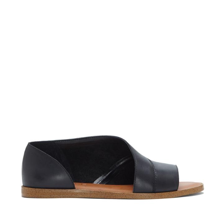 asymmetrical open toe flat
