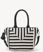 Sole Society Women's Ginny Satchel Small In Color: Black White Stripe Bag Vegan Leather Canvas From Sole Society