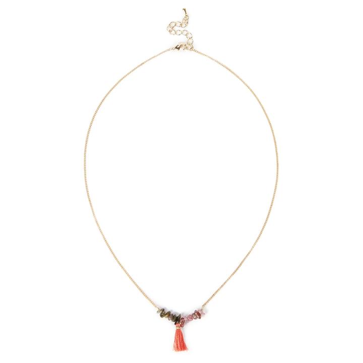 Sole Society Sole Society Delicate Tassel And Stone Necklace - Coral