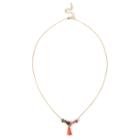 Sole Society Sole Society Delicate Tassel And Stone Necklace - Coral