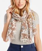 Sole Society Sole Society Tropical Floral Print Scarf Taupe Multi One Size Cotton