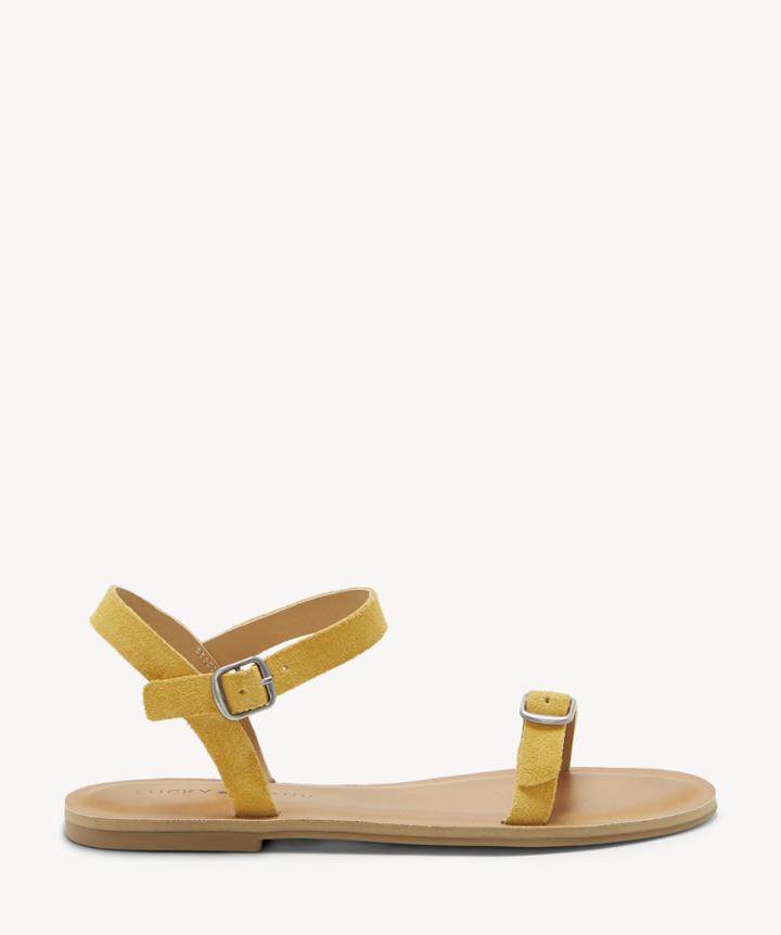 Lucky Brand Lucky Brand Adymaris Ankle Strap Flats Sandals Saffron Size 5 Suede From Sole Society