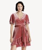 1. State 1. State Women's Velvet Flutter Slv Wrap Front Dress In Color: Forest Berry Size Xs From Sole Society