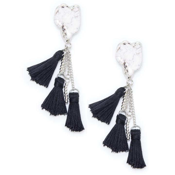 Sole Society Sole Society Stone Tassel Earring - Cream-one Size