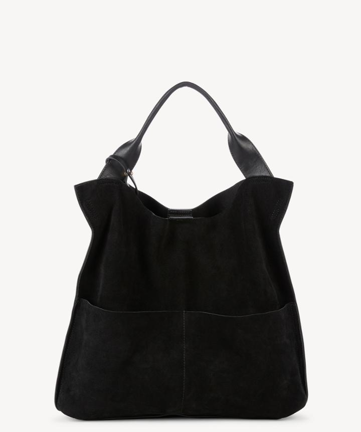 Sole Society Sole Society Jamari Genuine Suede Oversize Tote Black Vegan Leather
