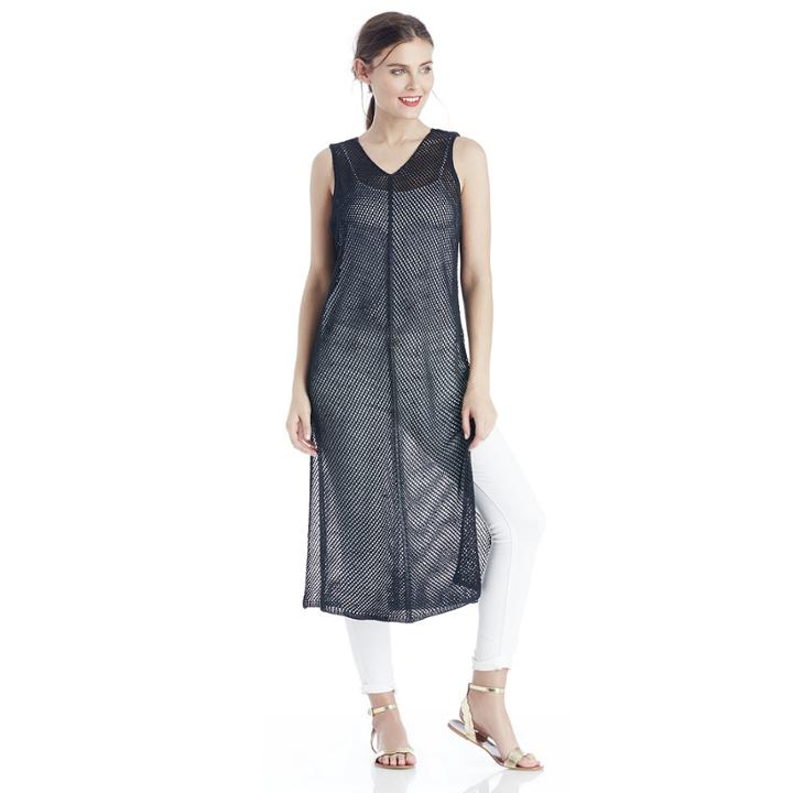 Sole Society Sole Society Openwork Knit Tunic - Black-one Size