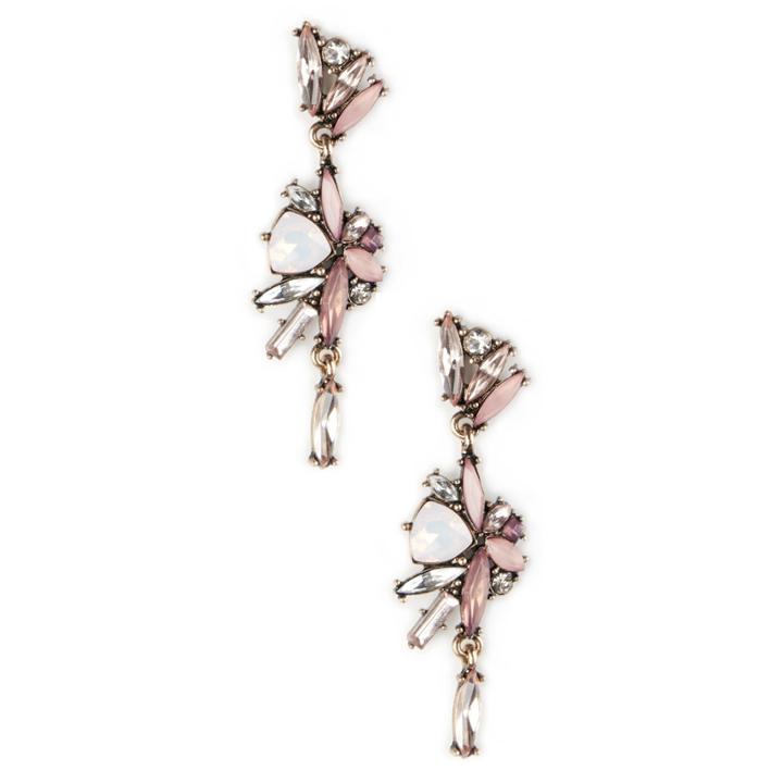 Sole Society Sole Society Love Stone Cyrstal Statement Earrings - Mauve Combo-one Size