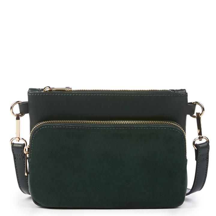 Sole Society Sole Society Bahara Genuine Suede Zippered Crossbody - Forest Green