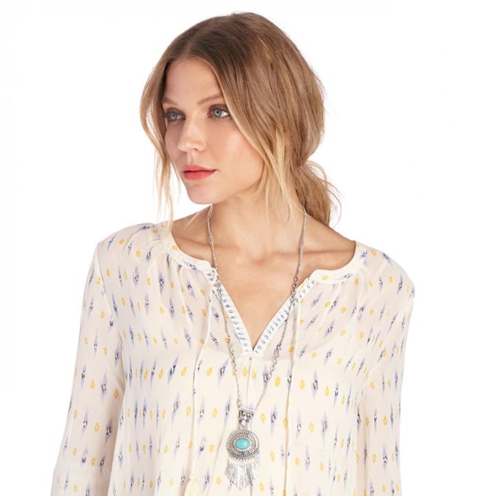 Sole Society Sole Society Long Stone Pendant Necklace - Silver Turquoise-one Size