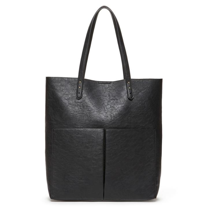Sole Society Sole Society Clifton Vegan Double Pocket Tote - Black-one Size