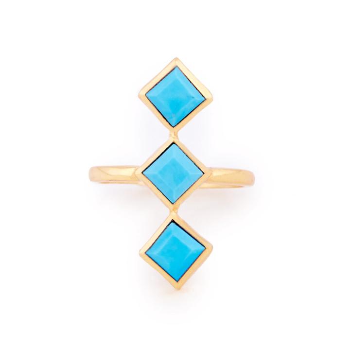 Karen London Karen London 24k Gold Plated Turqoise Stone Ring - Turquoise