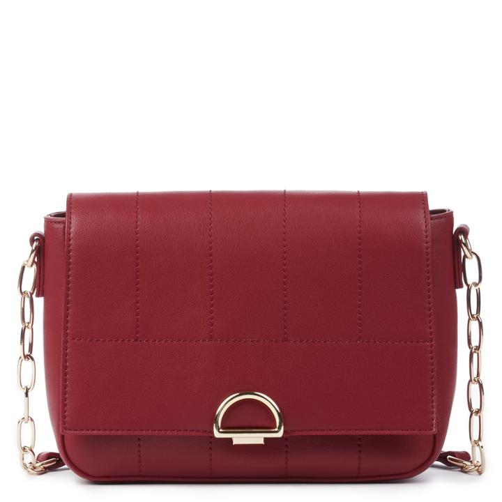 Sole Society Sole Society Colie Vegan Quilted Crossbody W/ Chain Strap - Cherry Red