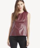 Vince Camuto Vince Camuto Women's S/l Knit Pleather Shell In Color: Manor Red Size Xs From Sole Society