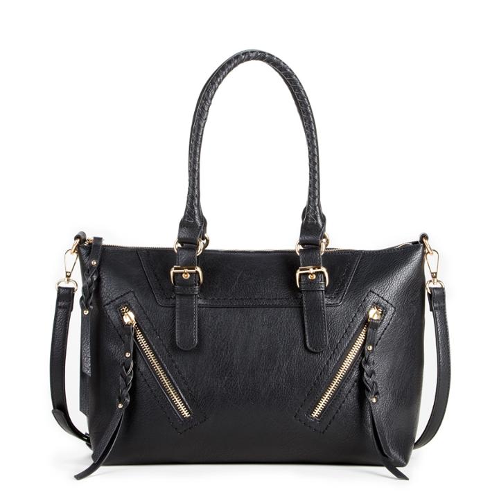 Sole Society Sole Society Girard Zippered Satchel W/ Braided Tassels - Black
