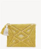 Sole Society Sole Society Palisades Woven Pattern Pouch Bag W/ Tassels Citrine Fabric