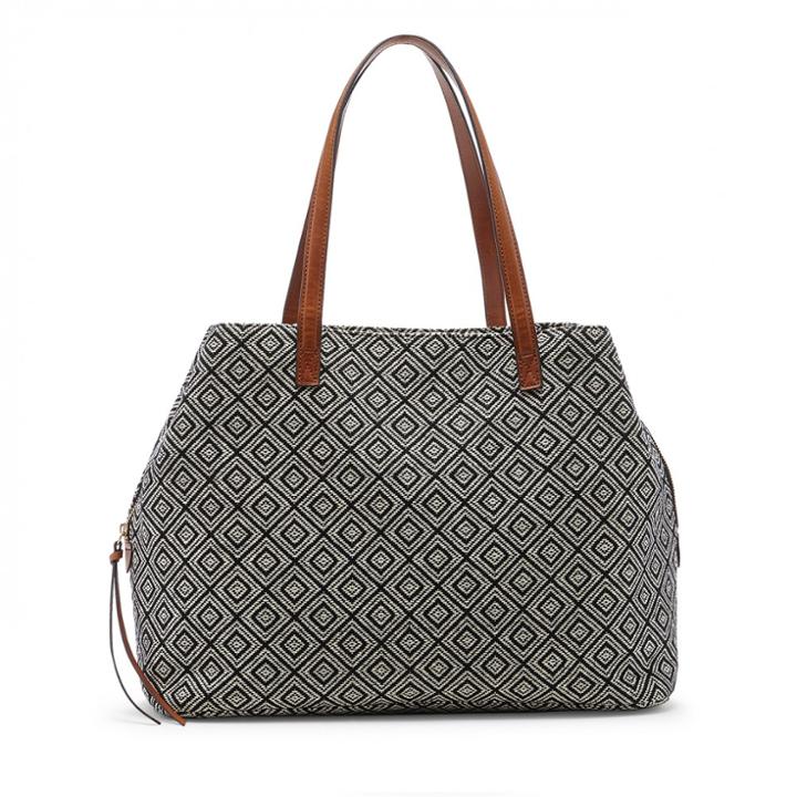 Sole Society Sole Society Millie Printed Oversize Tote - Black White Geo-one Size