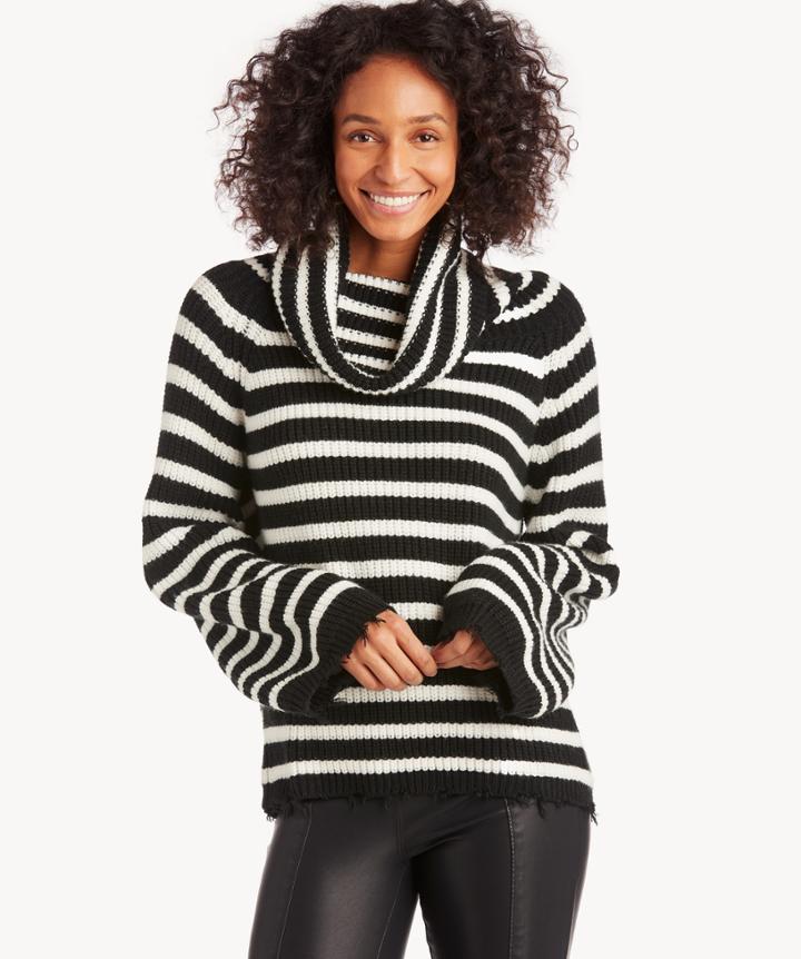 Sanctuary Sanctuary Women's Jagger Cowl Neck Sweater In Color: Black/winter White Size Xs From Sole Society