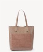 Sole Society Sole Society Trish Shopper Tote W/ Genuine Suede Front Pocket Taupe Vegan Leather