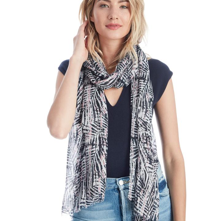 Sole Society Sole Society Graphic Palm Print Scarf - Blush Multi