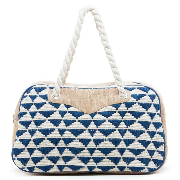 Sole Society Sole Society Getaway Fabric Weekender - Navy Cream
