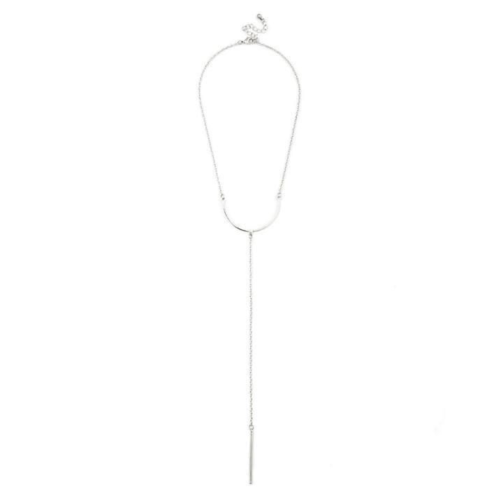 Sole Society Sole Society Curved Bar Y Necklace - Silver