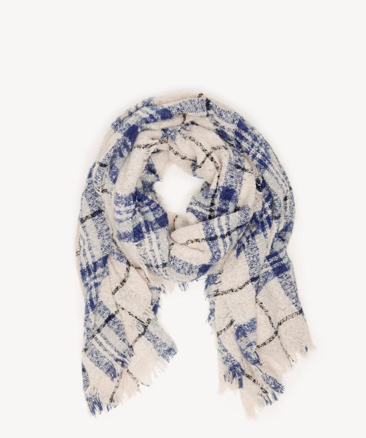 Sole Society Women's Mixed Plaid Over Scarf Blue Multi Polyester From Sole Society