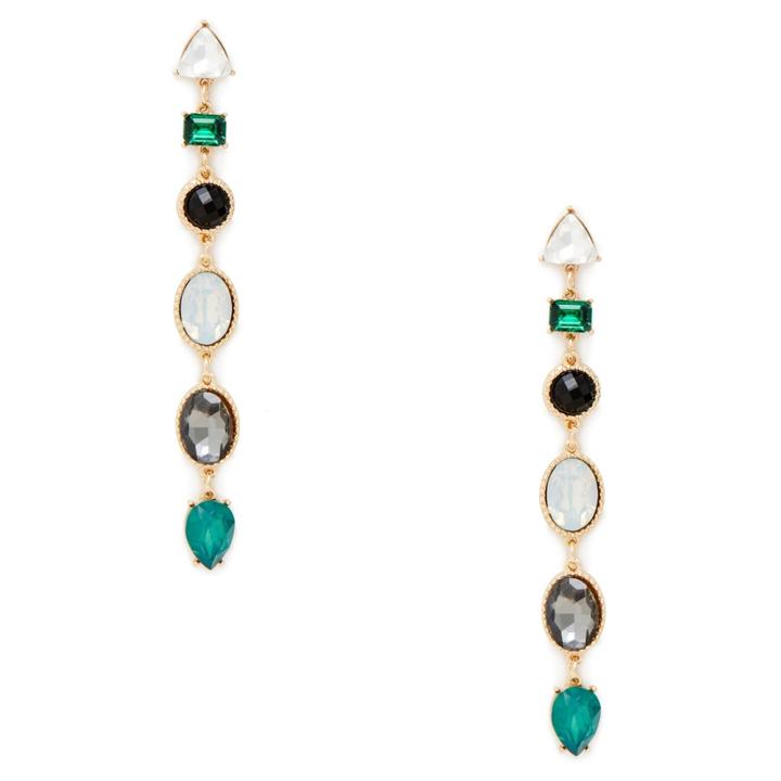 Sole Society Sole Society Linear Crystal Drop Earrings - Emerald Combo