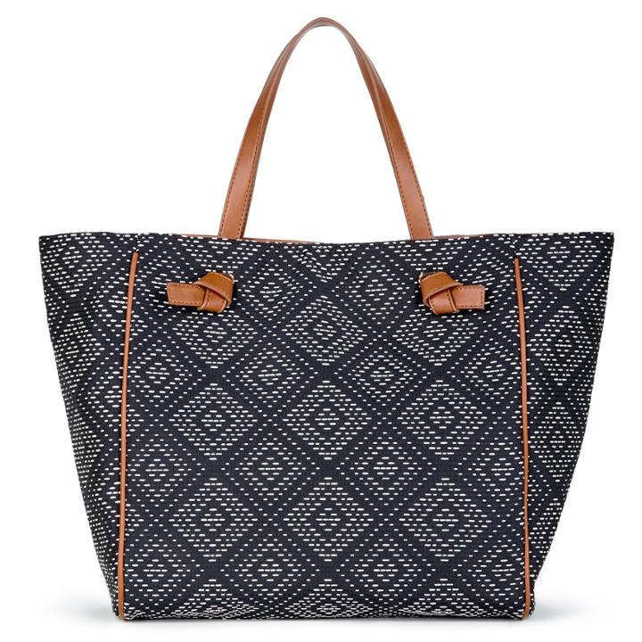 Sole Society Sole Society Grenada Geo Print Tote - Navy Cream
