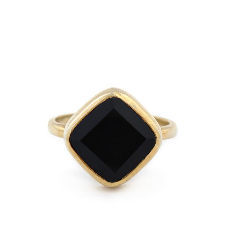 Sole Society Sole Society 24k Gold Plated Stone Ring - Black-one Size