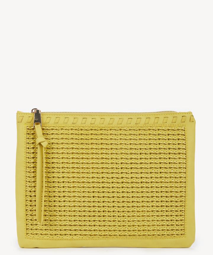 Sole Society Women's Nikole Clutch Chartreuse Straw Vegan Leather From Sole Society