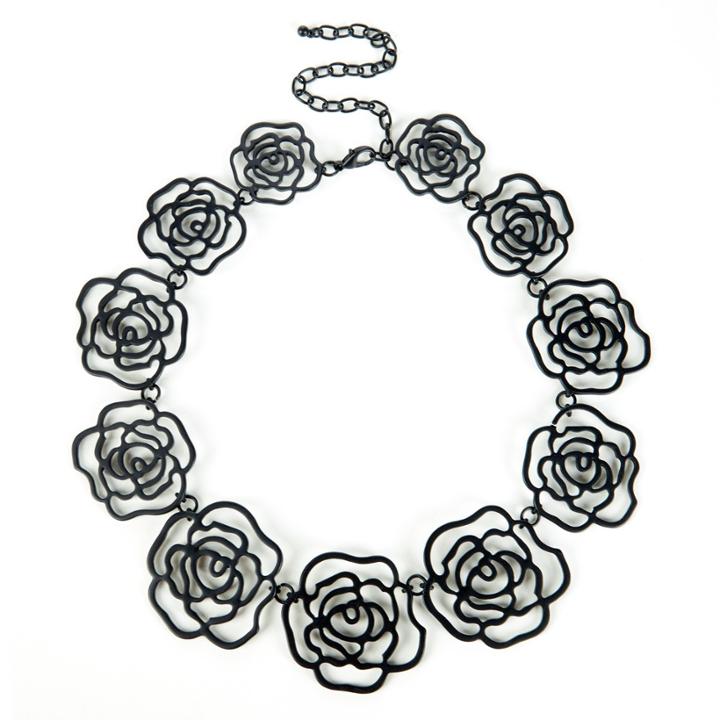 Sole Society Sole Society Rosette Statement Necklace - Black