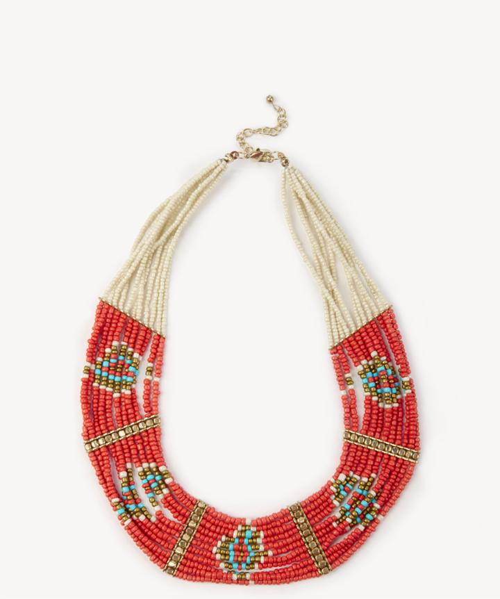 Sole Society Sole Society Tribal Beaded Necklace - Coral Combo-one Size