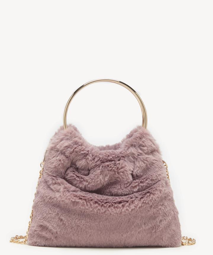 Sole Society Women's Loray Clutch Faux Fur Mauve Polyester From Sole Society