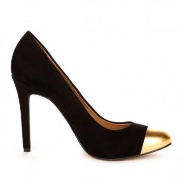 Solesociety Tierra Cap Toe Pump - Black Gold